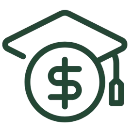 Icon - Graduation Hat with Dollar sign inside