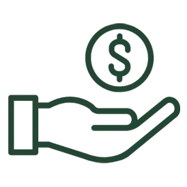 Icon - open hand with dollar sign floating above it